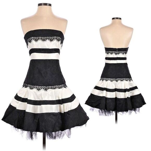 Vintage Jessica McClintock Strapless Dress Drop Waist Lace Netting Prom Size 4 - Picture 1 of 9